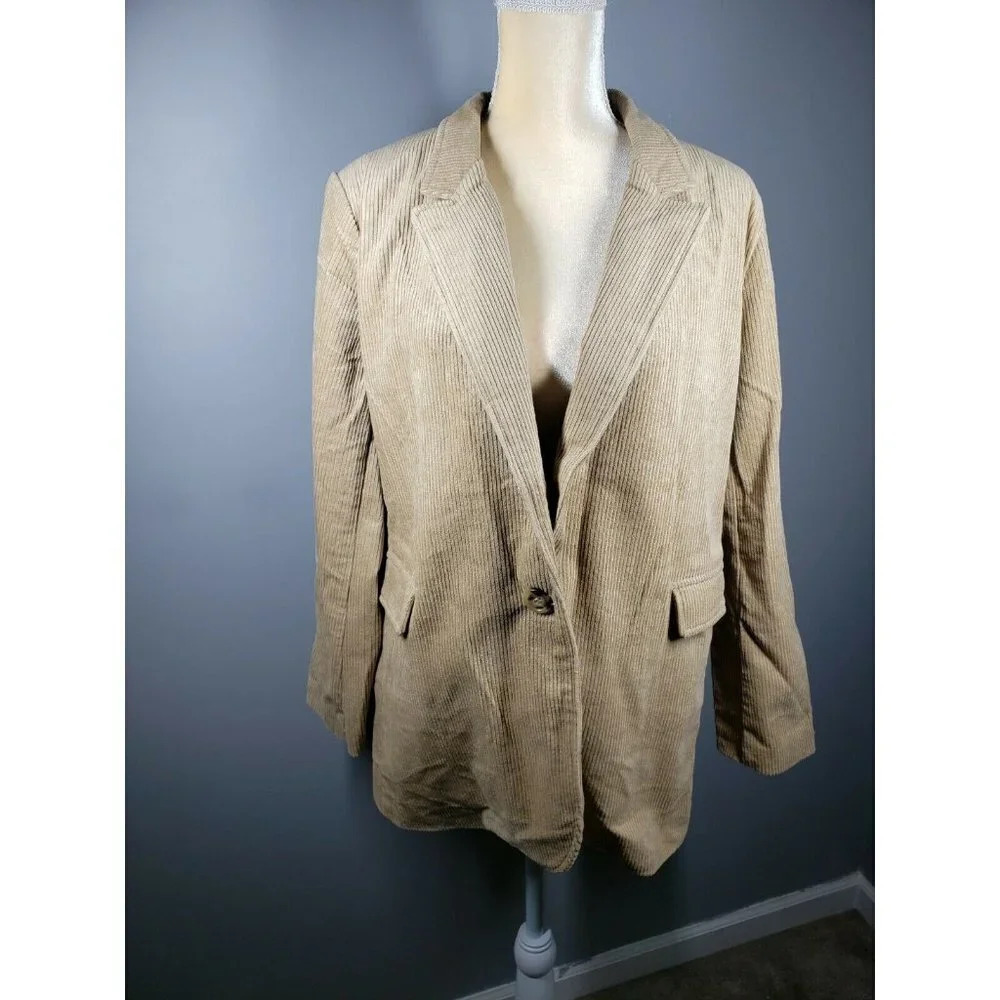 Entro City Business Camel Corduroy Blazer Women's Size L